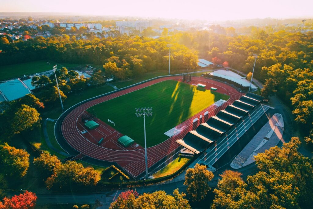 Prise de vue aérienne du stade Pierre-Paul Bernard